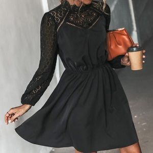 Zaina Lace-Trim Long Sleeve Mini Dress Size Small